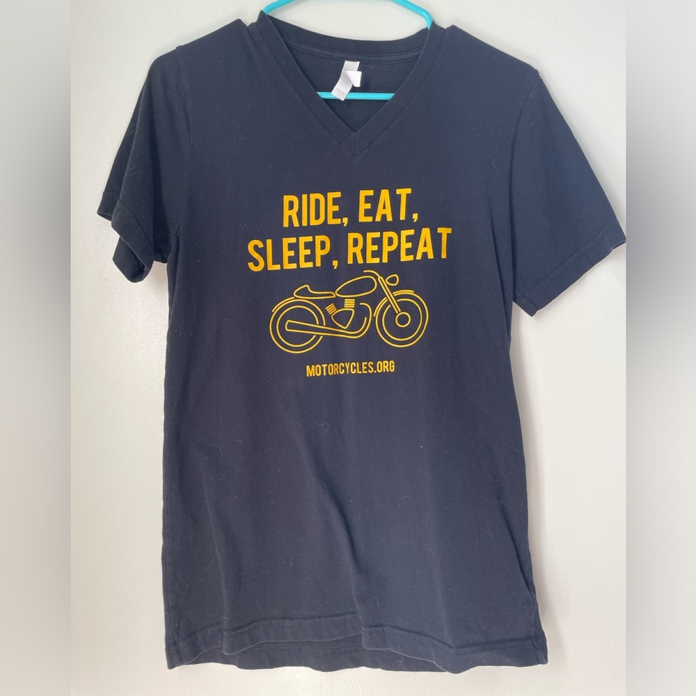 Black Tee with Yellow Motorcycle Graphic
